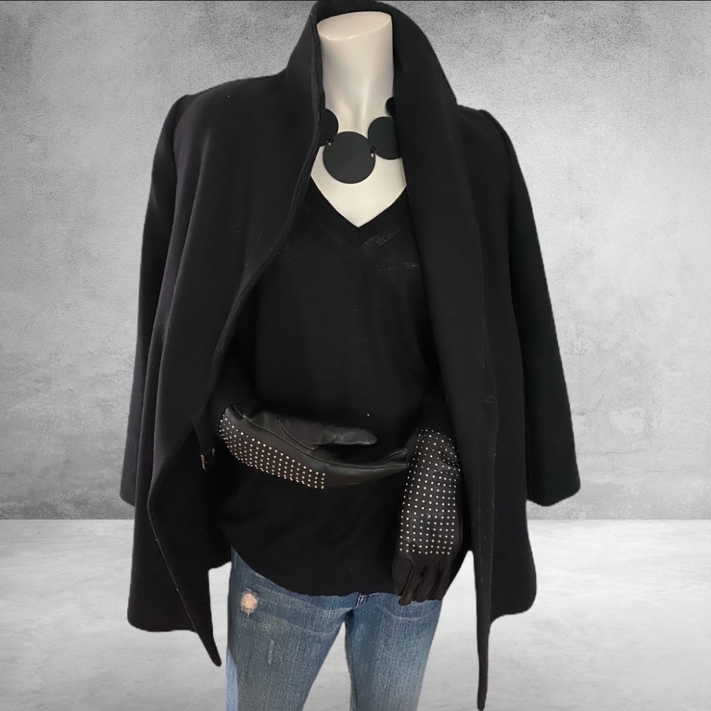 ZARA short, black wrap coat